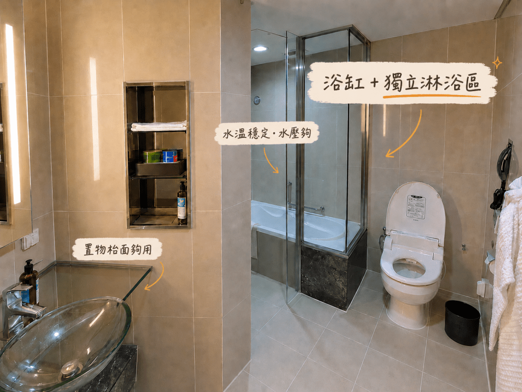 Lotte City Hotel Mapo 浴室，設有浴缸、獨立淋浴區及洗手盆